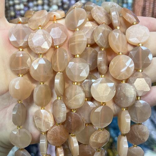Sunstone Beads, with Seedbead, Flat Round, DIY, mixed colors, 15mm, Sold Per 38 cm Strand