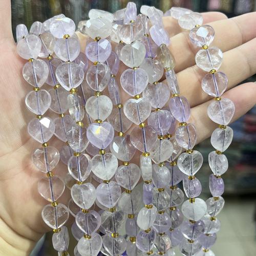 Natural Amethyst Beads, with Seedbead, Heart, DIY, mixed colors, 12mm, Sold Per 38 cm Strand