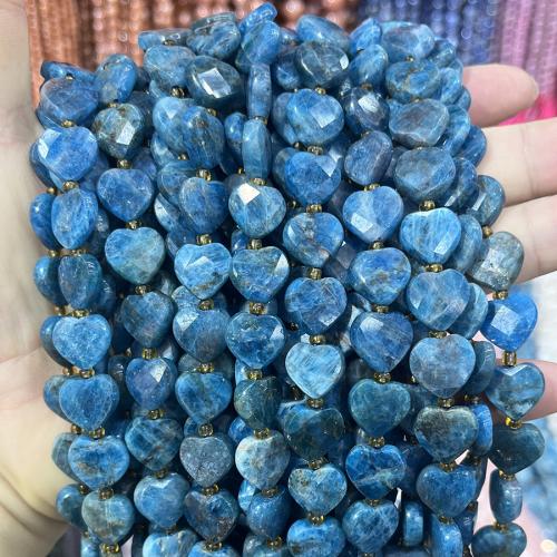 Apatites Beads, with Seedbead, Heart, DIY, blue, 12mm, Sold Per 38 cm Strand