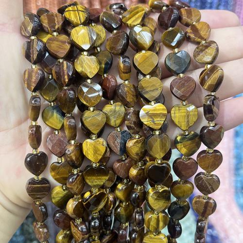 Perles oeil de tigre, avec Seedbead, coeur, DIY, couleurs mélangées, 12mm, Vendu par 38 cm brin