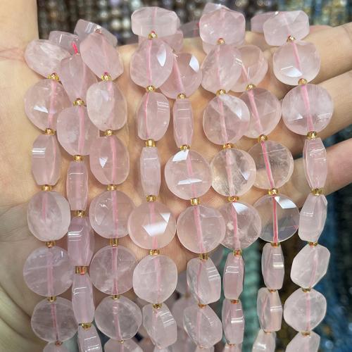 Natural Rose Quartz Beads, Flat Round, DIY, pink, 15mm, Sold Per 38 cm Strand
