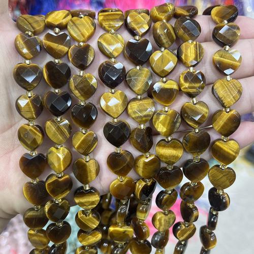 Perles oeil de tigre, avec Seedbead, coeur, DIY, couleurs mélangées, 12mm, Vendu par 38 cm brin