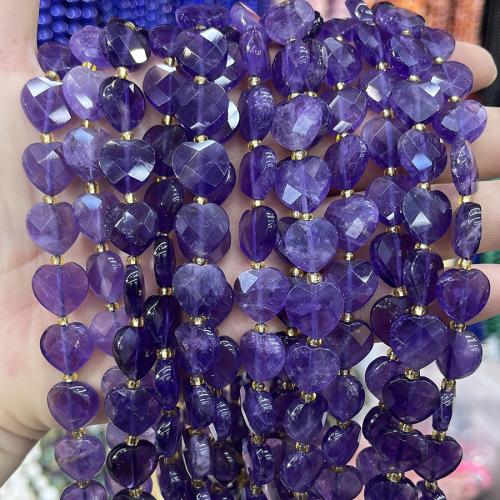 Natural Amethyst Beads, with Seedbead, Heart, DIY, purple, 12mm, Sold Per 38 cm Strand