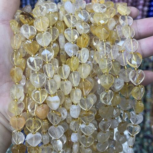 Golden Healer Quartz Beads, with Seedbead, Heart, DIY, mixed colors, 12mm, Sold Per 38 cm Strand