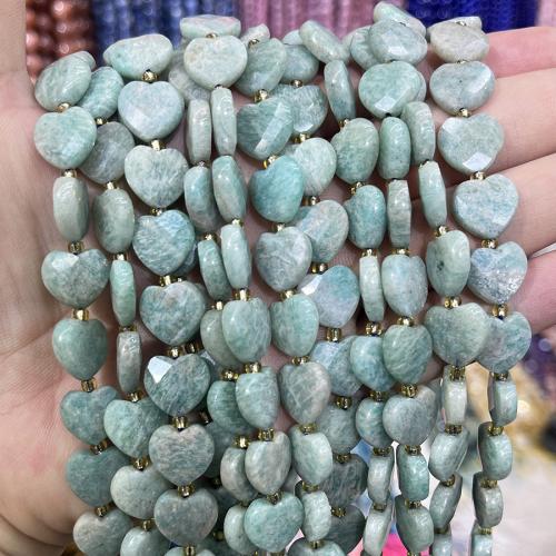 Natural Amazonite Beads, ​Amazonite​, with Seedbead, Heart, DIY, mixed colors, 12mm, Sold Per 38 cm Strand