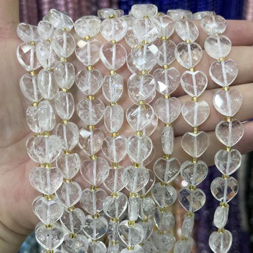 Natural Clear Quartz Beads, with Seedbead, Heart, DIY, clear, 12mm, Sold Per 38 cm Strand