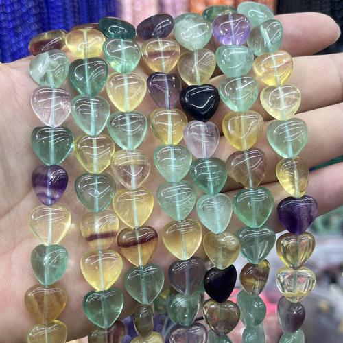 Natural Fluorite Beads, Colorful Fluorite, Heart, DIY, mixed colors, Sold Per 38 cm Strand