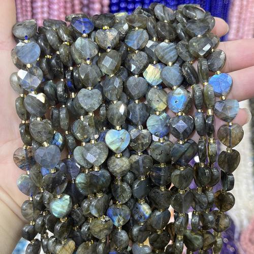 Natural Labradorite Beads, with Seedbead, Heart, DIY, mixed colors, 12mm, Sold Per 38 cm Strand