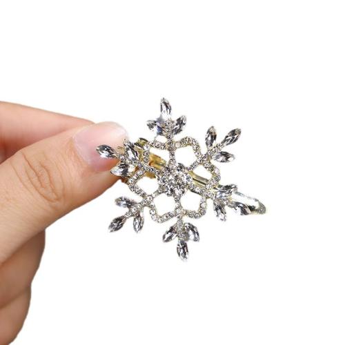 Hair Clip, Tibetan Style, with Acrylic, Snowflake, with rhinestone & hollow, more colors for choice, 45mm, Sold By PC