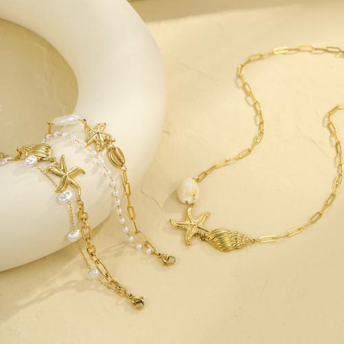 Fashion Stainless Steel Jewelry Sets, 304 Stainless Steel, with Plastic Pearl, 18K gold plated, fashion jewelry & different styles for choice & for woman, Sold By PC