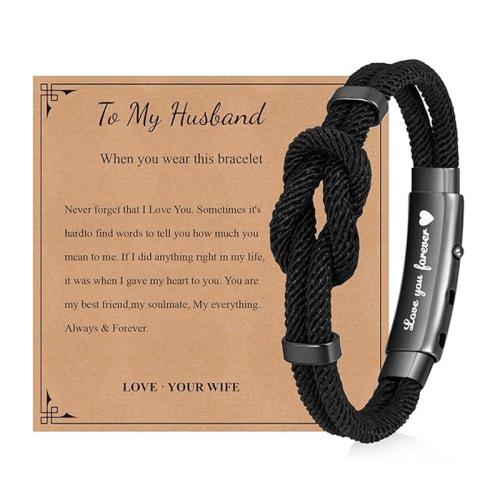 Milan Cord Armband, mit Zinklegierung, handgemacht, einstellbar & verschiedene Muster für Wahl & für den Menschen, schwarz, Länge:ca. 7.48-9.45 ZollInch, verkauft von PC
