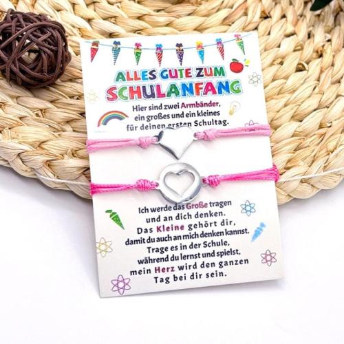 304 Stainless Steel Couple Bracelet, with Wax Cord, handmade, adjustable & different styles for choice & for couple, Sold By Set