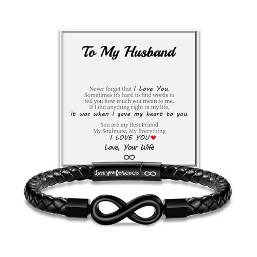 PU Leather Bracelet, with 304 Stainless Steel, Infinity, different size for choice & different styles for choice & for man, black, Sold By PC
