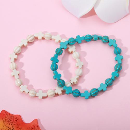 Turquoise Bracelet, Cross, handmade, Bohemian style & Unisex, more colors for choice, Sold By PC