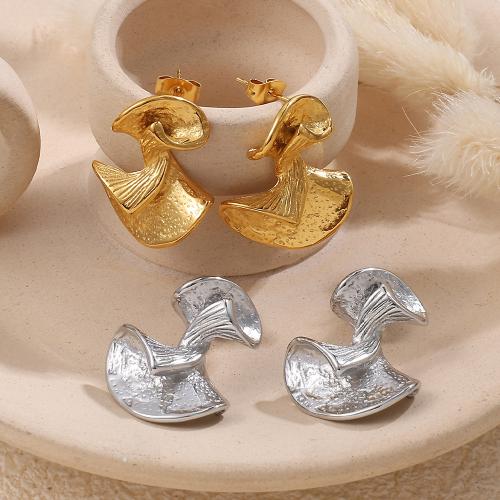 Edelstahl Ohrringe, 304 Edelstahl, goldfarben plattiert, Modeschmuck, keine, verkauft von Paar
