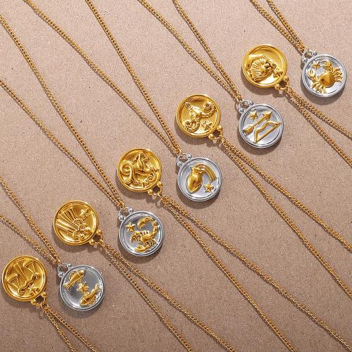Stainless Steel Jewelry Necklace, 304 Stainless Steel, 12 Signs of the Zodiac, gold color plated, fashion jewelry, more colors for choice, Sold By PC