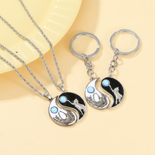 Tibetan Style Jewelry Necklace, plated, 2 pieces & Unisex & different styles for choice & enamel & with rhinestone, Sold By Set