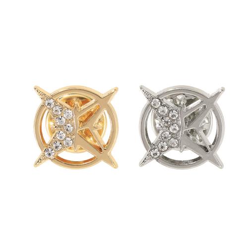 Rhinestone Brooch, Tibetan Style, plated, for man & with rhinestone & hollow, more colors for choice, Sold By PC