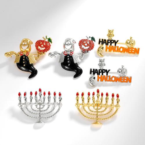 Tibetan Style Safety Pin, plated, Halloween Design & Unisex & different styles for choice & enamel & with rhinestone, more colors for choice, Sold By PC