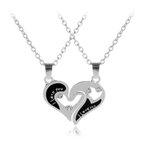 Tibetan Style Jewelry Necklace, with 5cm extender chain, plated, Unisex & enamel & with rhinestone & hollow, original color, 30x2.50mm, Length:45 cm, Sold By Pair