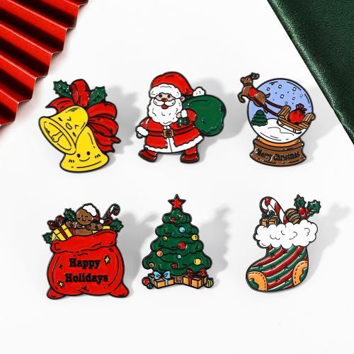 Christmas Brooches, Tibetan Style, Christmas Design & Unisex & different styles for choice & enamel, black, Sold By PC