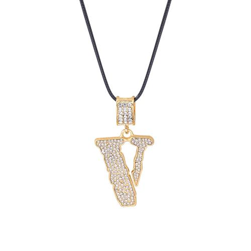 Tibetan Style Jewelry Necklace, with leather cord, plated, for man & with rhinestone & hollow, more colors for choice, Sold By Pair
