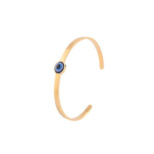 Acier inoxydable 304 bracelet manchette, Plaqué or 18K, bijoux de mode & pour femme & émail, Vendu par PC