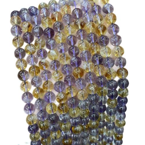Natural Quartz Jewelry Beads, Ametrine, DIY, mixed colors, 6mm, Sold Per 38 cm Strand