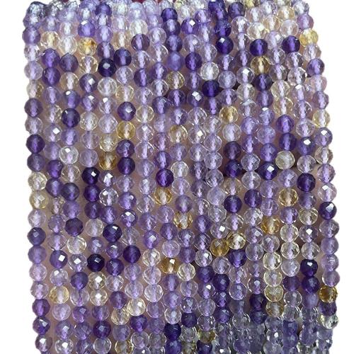 Natural Quartz Jewelry Beads, Ametrine, DIY, mixed colors, 4mm, Sold Per 38 cm Strand