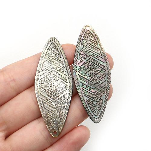 Natural Black Shell Pendants, Rhombus, DIY, mixed colors, 20x54mm, Sold By PC