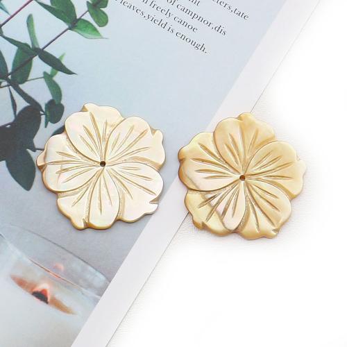 Natural Yellow Shell Pendants, Flower, DIY, yellow, 31x31mm, Sold By PC