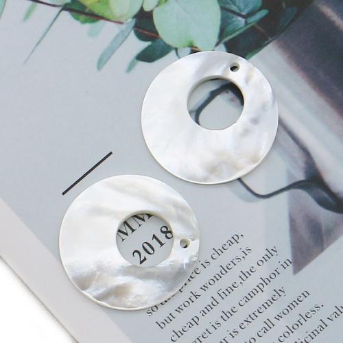 Natural White Shell Pendants, White Lip Shell, Round, DIY & hollow, white, 25x25mm, Sold By PC