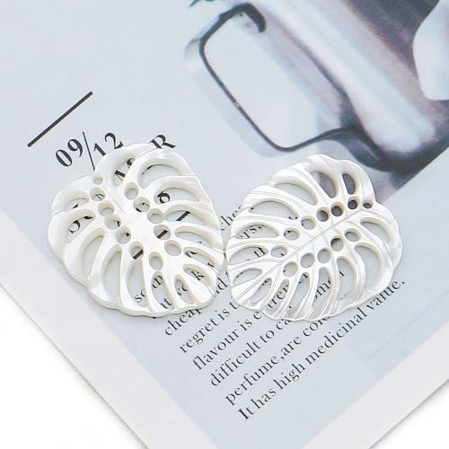Natural White Shell Pendants, White Lip Shell, Ginkgo Leaf, DIY & hollow, white, 22x25mm, Sold By PC
