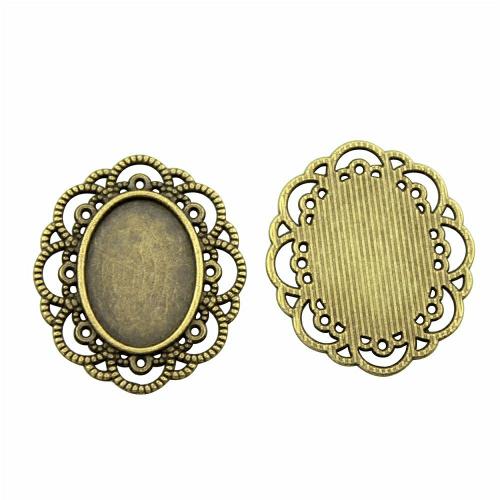 Tibetan Style Pendant Cabochon Setting, plated, DIY & different size for choice & hollow, more colors for choice, 10PCs/Bag, Sold By Bag