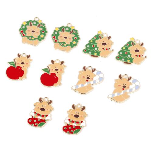 Edelstahl Schmuck Anhänger, Zinklegierung, goldfarben plattiert, Weihnachts-Design & DIY & Emaille, keine, 100PCs/Tasche, verkauft von Tasche