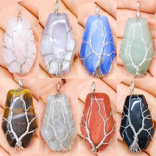 Gemstone Pendants Jewelry, with Tibetan Style, gold color plated, DIY, more colors for choice, 30x19x7mm, Sold By PC