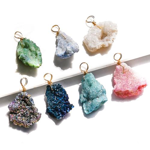 Gemstone Pendants Jewelry, Natural Stone, with Tibetan Style, gold color plated, DIY, more colors for choice, 25x45mm, Sold By PC