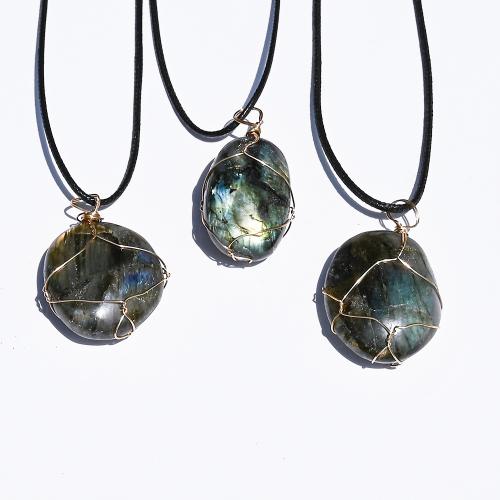 Gemstone Pendants Jewelry, Labradorite, gold color plated, DIY, more colors for choice, 35x55mm, Sold By PC