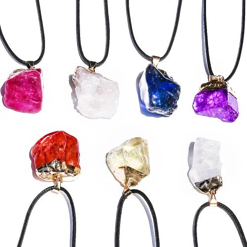 Gemstone Pendants Jewelry, Natural Stone, with Tibetan Style, gold color plated, DIY, more colors for choice, 30x50mm, Sold By PC