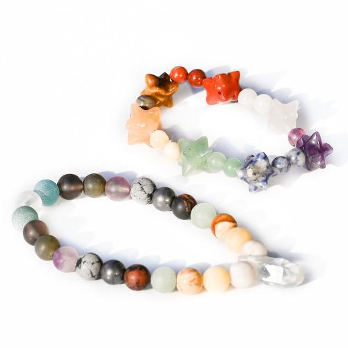 Gemstone Bracelets, with Natural Stone, gold color plated, fashion jewelry, more colors for choice, 8-15mm, Sold By PC