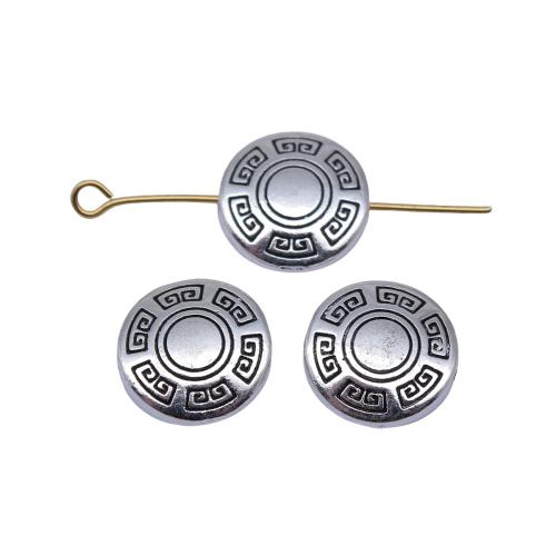 Perles plates en alliage de zinc , Rond, Placage, DIY, couleur bronze antique, 13x13x4mm, Vendu par PC