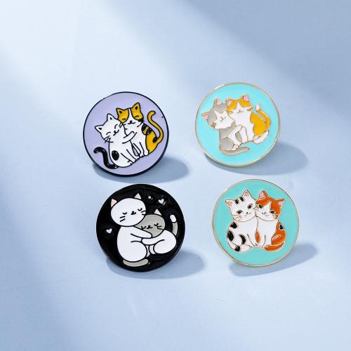 Broche émail, alliage de zinc, Rond, unisexe & modèles différents pour le choix, noire, Vendu par PC