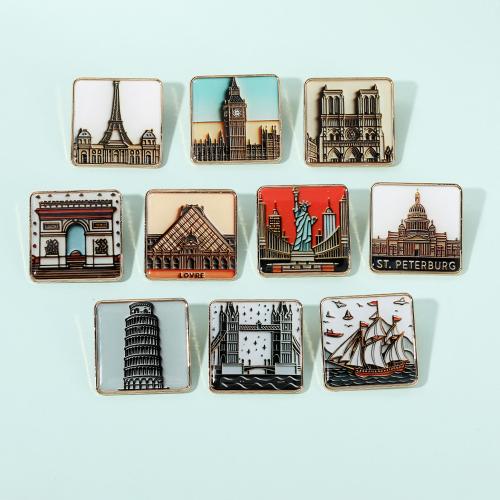 Broches en alliage de zinc, cadre, goutté d'époxy, unisexe & modèles différents pour le choix, doré, Vendu par PC