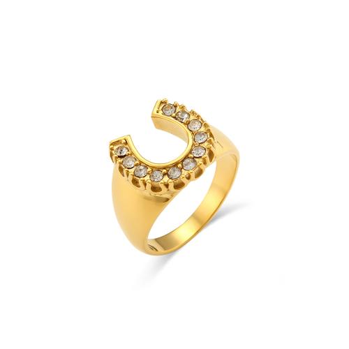 Cubic Zirconia Stainless Steel Finger Ring, 304 Stainless Steel, 18K gold plated, different size for choice & micro pave cubic zirconia & for woman, Sold By PC