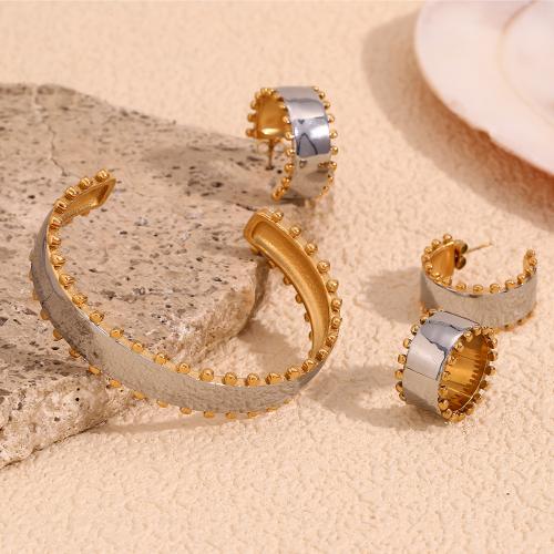 Fashion Stainless Steel Jewelry Sets, 304 Stainless Steel, plated, different styles for choice & for woman & two tone, Sold By PC