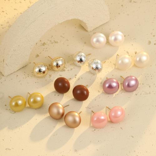 Stainless Steel Stud Earrings, 304 Stainless Steel, with Plastic Pearl, 18K gold plated, fashion jewelry & different styles for choice & for woman, more colors for choice, Sold By Pair
