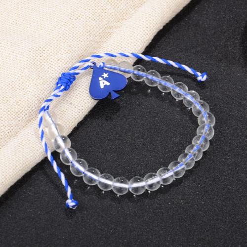 Crystal Bracelet, with Cotton Fabric & Tibetan Style, handmade, Unisex & adjustable, Length:Approx 6.5-11 Inch, Sold By PC