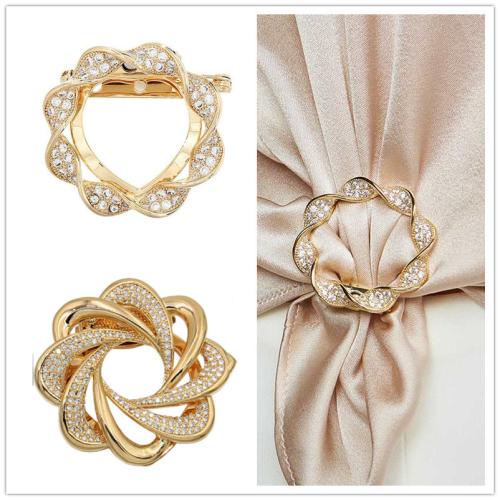 alliage de zinc Boucle de foulard, Placage, styles différents pour le choix & pour femme & avec strass, 36mm, Vendu par PC