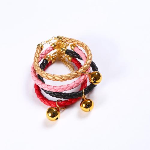 PU Leather Pet Necklace, with Tibetan Style, Bell, adjustable & different size for choice, more colors for choice, Sold By PC