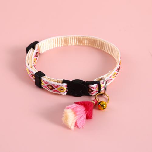 Polyester Pet Necklace, Tassel, adjustable, pink, Length:Approx 17-35 cm, Sold By PC